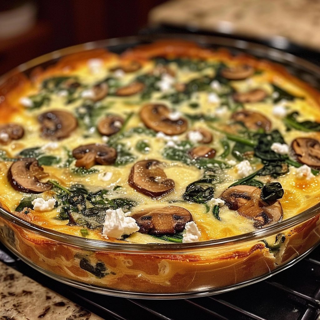  Spinach Mushroom Feta Crustless Quiche