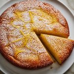 Olive oil lemon cake on a plate