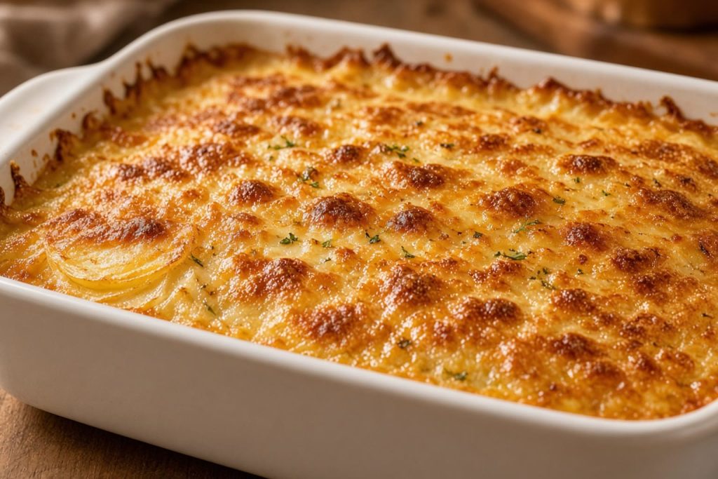 Au gratin potatoes with a browned top