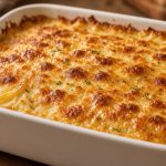Au gratin potatoes with a browned top