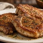 Baked pork chops on a platter