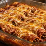 Beef enchiladas with red sauce