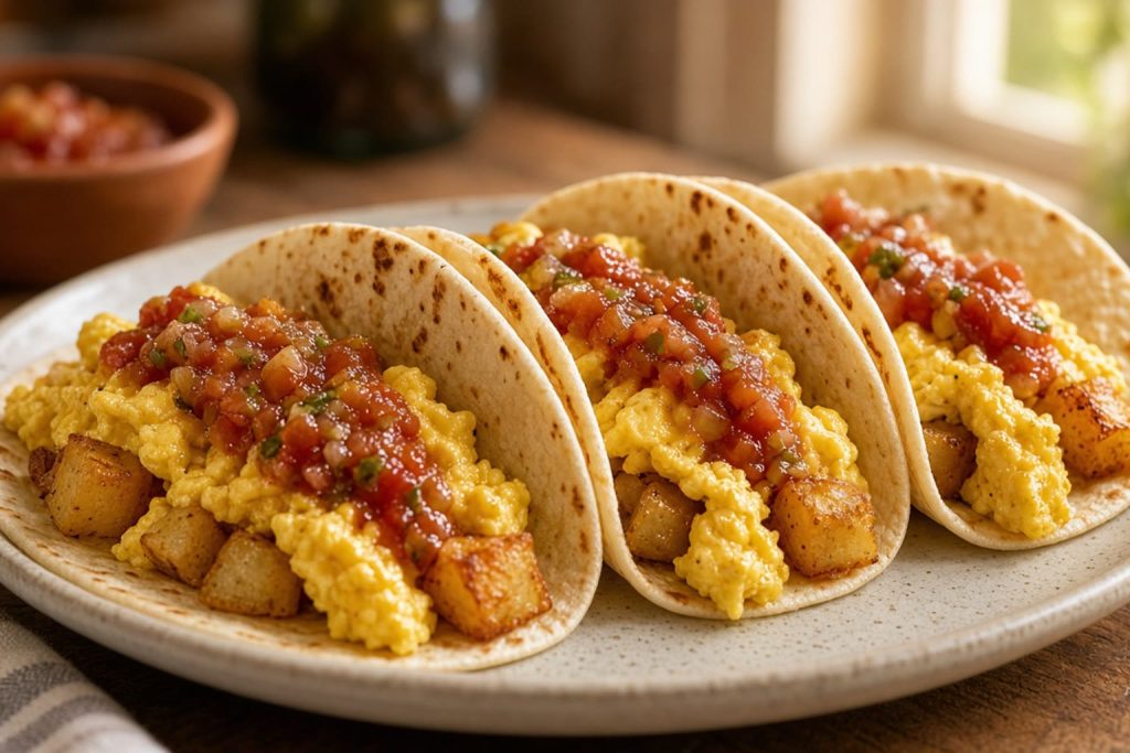 Breakfast tacos with eggs and potato