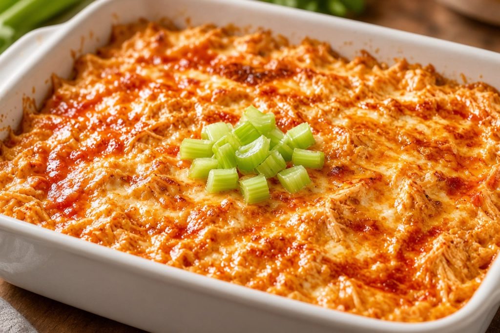 Buffalo chicken dip with celery
