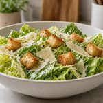 Caesar salad with croutons and parmesan