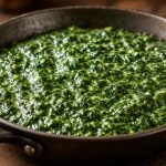 Creamed spinach in a skillet