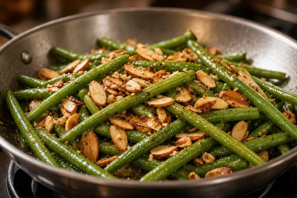Green beans with toasted almonds