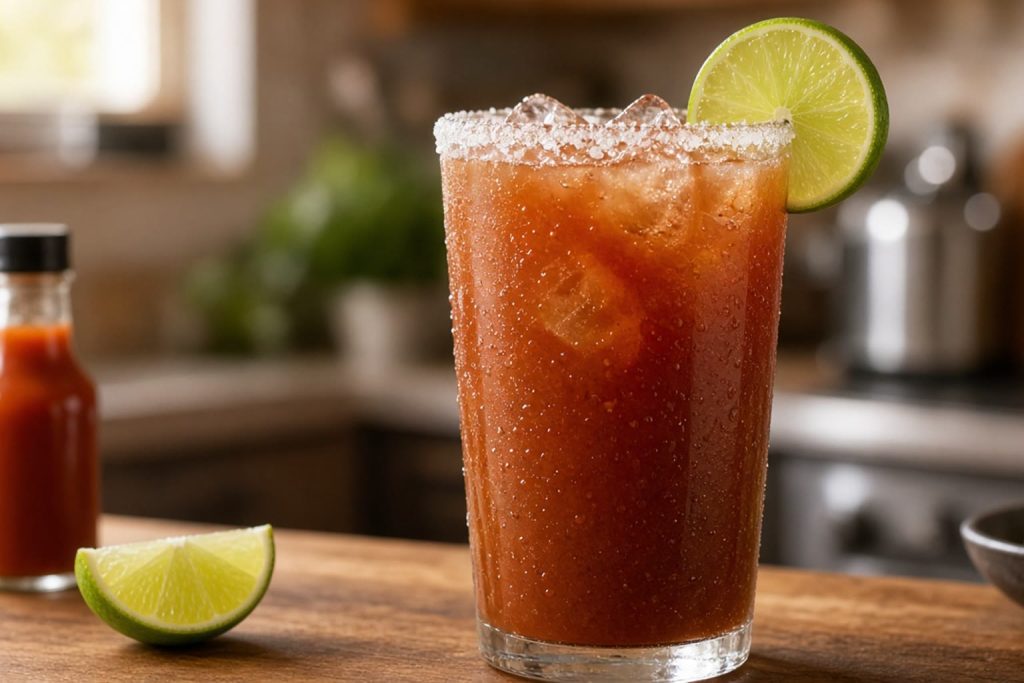 Michelada with a salted rim