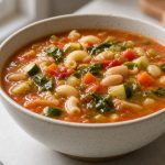 Minestrone soup with beans and pasta