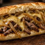 Philly cheesesteak on a roll