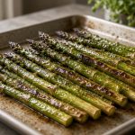 Roasted asparagus on a sheet pan
