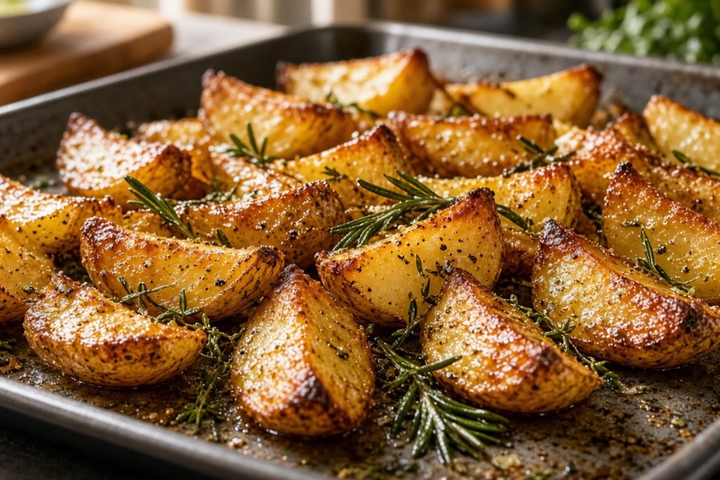 Crispy roasted potato wedges