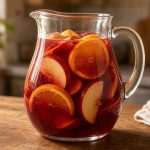 Red sangria in a pitcher