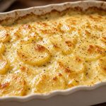 Scalloped potatoes in a baking dish