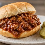 Sloppy joe sandwiches on soft buns with a thick tomato beef sauce